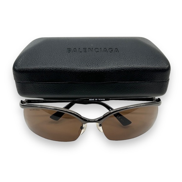 [sold] Balenciaga Black & Brown Y2K Style 70MM Rectangle Sunglasses - Picture 10 of 11